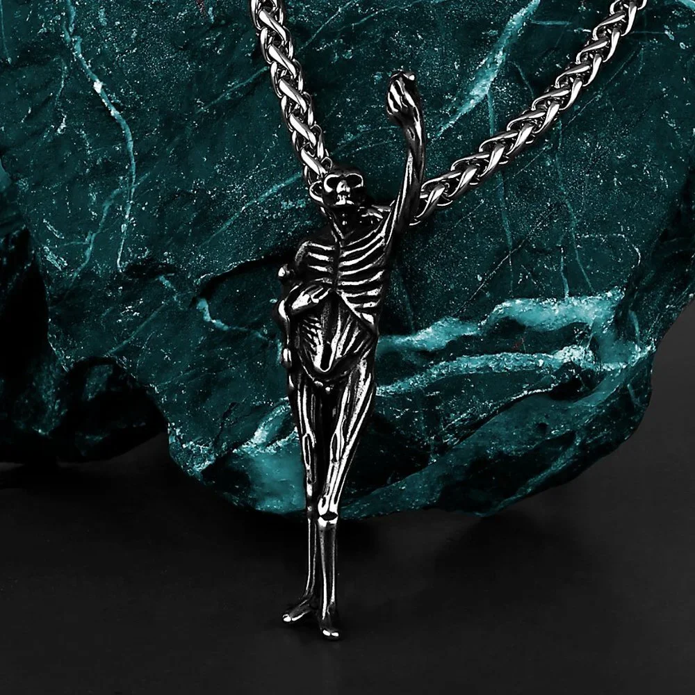 ❤️Retro Skull Praying to the Sky Stainless Steel Unisex Pendant, GP1231499